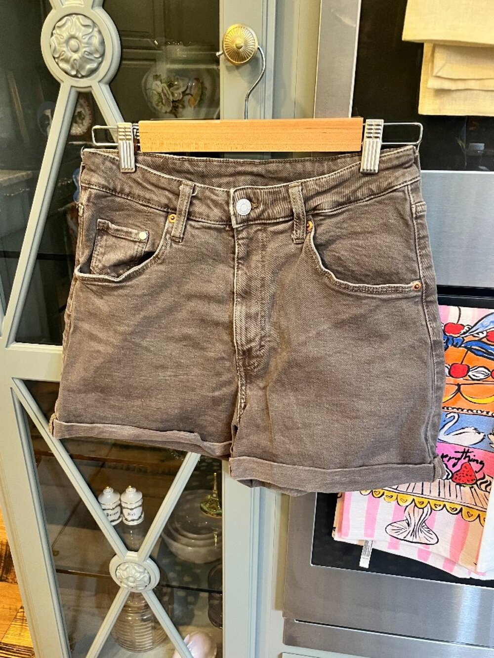 &Denim Jean Shorts streetwear neutral size 8 Mom shorts ultra high waist